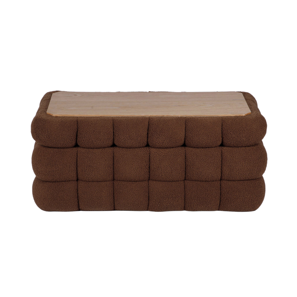 Anita 39" Faux Shearling Storage Bench With Reversible Tray Top - Brown - Image 4