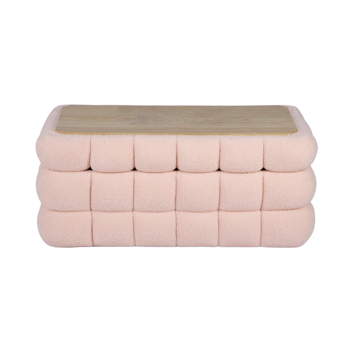 Anita 39" Faux Shearling Storage Bench With Reversible Tray Top - Pink - Image 4