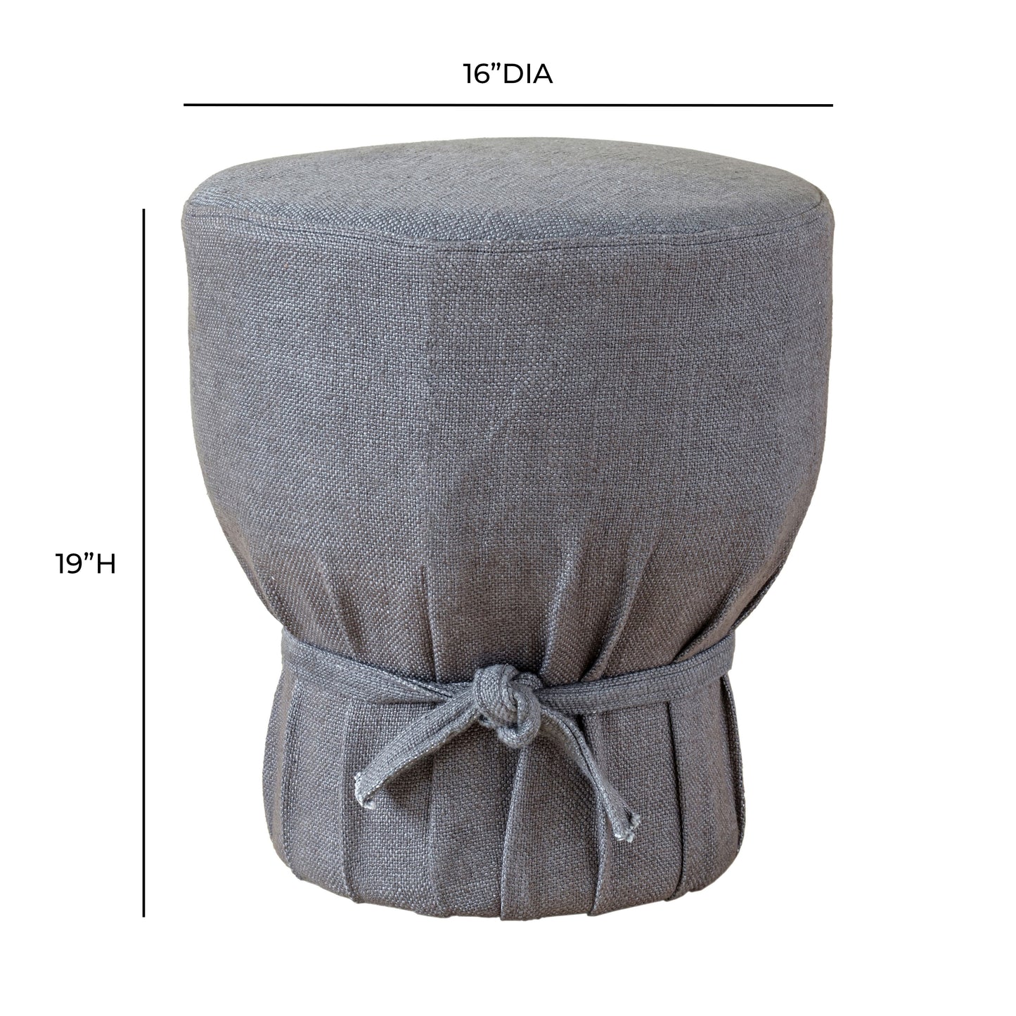 Elsie Grey Linen Upholstered Pouf - Image 6