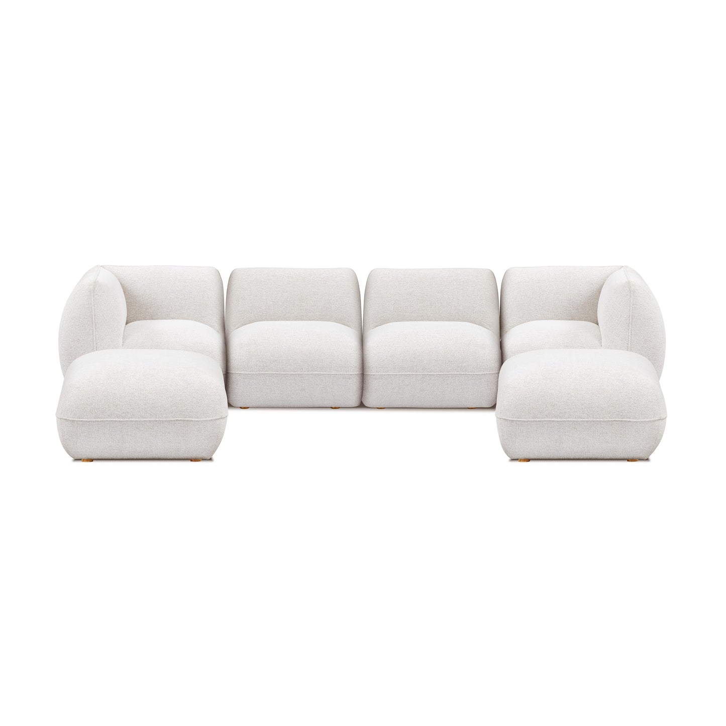 Arezza Stone White Contract-Grade Basketweave Chenille Modular U-Chaise Sectional - Image 3
