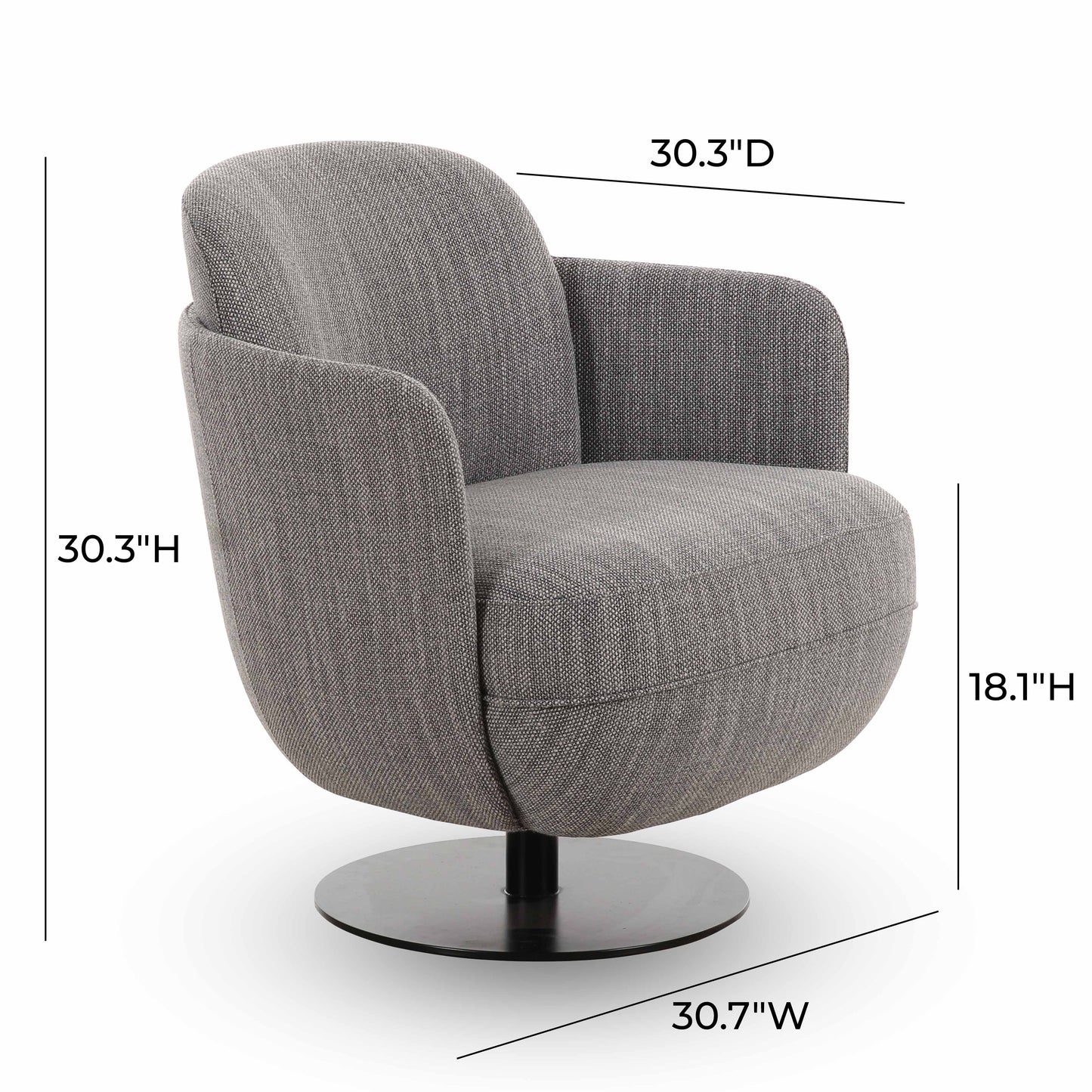 Solange Swivel Accent Chair - Grey - Image 6