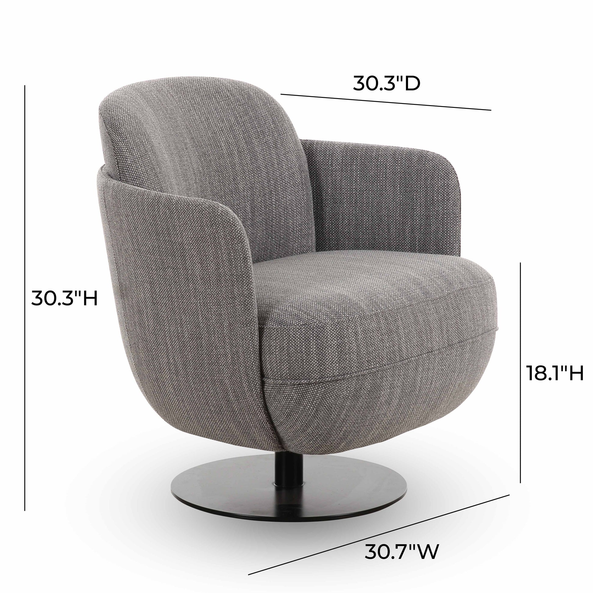 Solange Swivel Accent Chair - Grey - Image 6