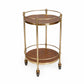 Desiree Brown Burl and Gold Round Bar Cart - Image 2