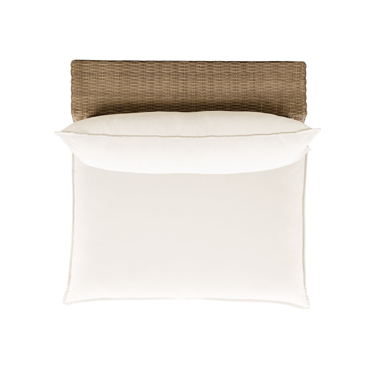 Cali Performance Fabric & Wicker Outdoor Armless Chair - Cream / Brown - Image 4