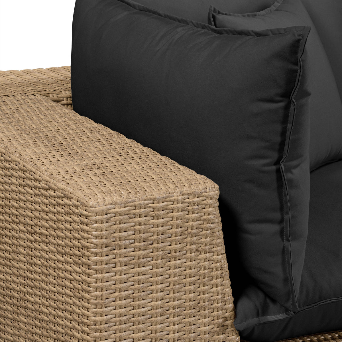 Cali 4-Piece Performance Fabric & Wicker Outdoor Sectional - Black / Brown - Image 3