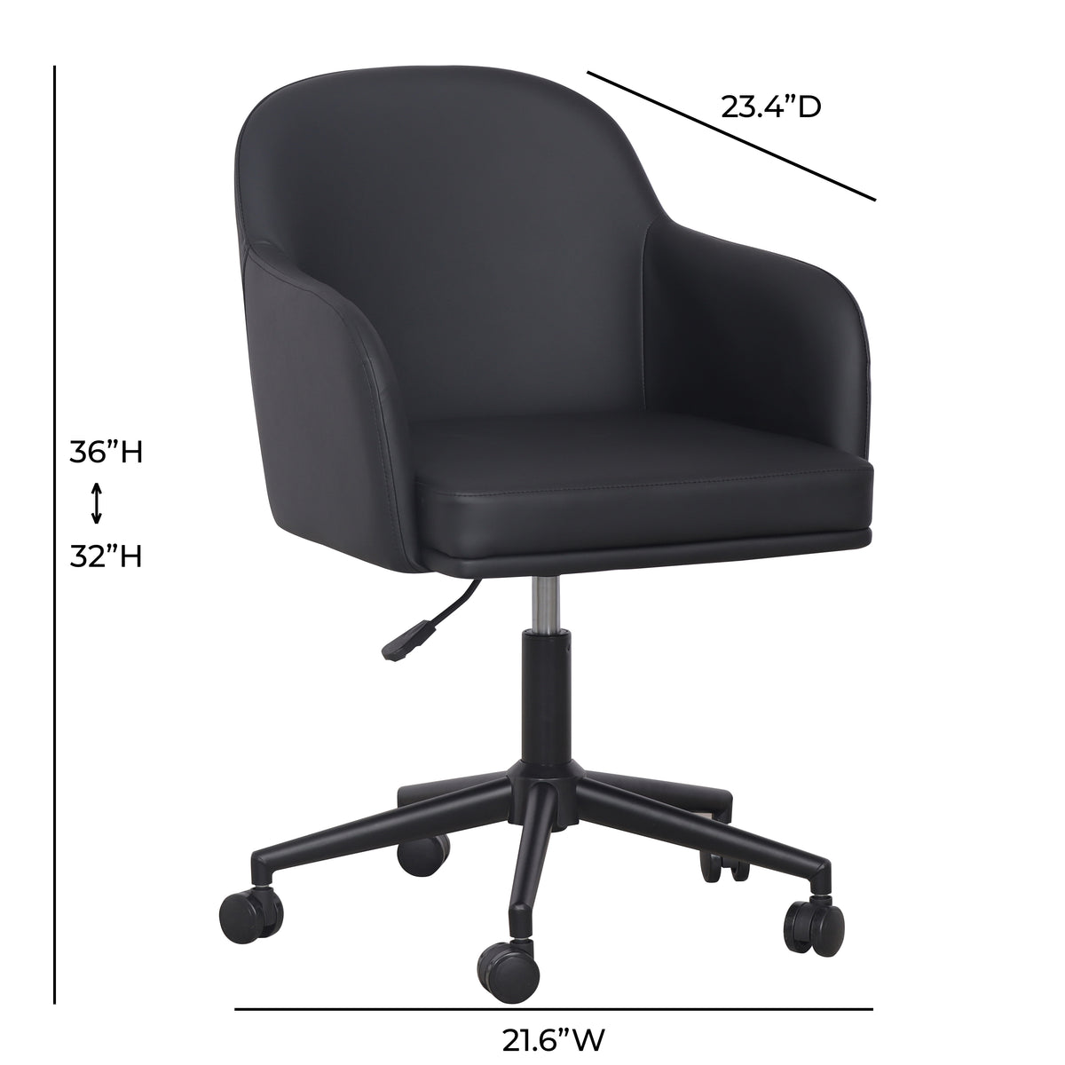 Sydney Office Desk Chair - Coal Black - Image 7