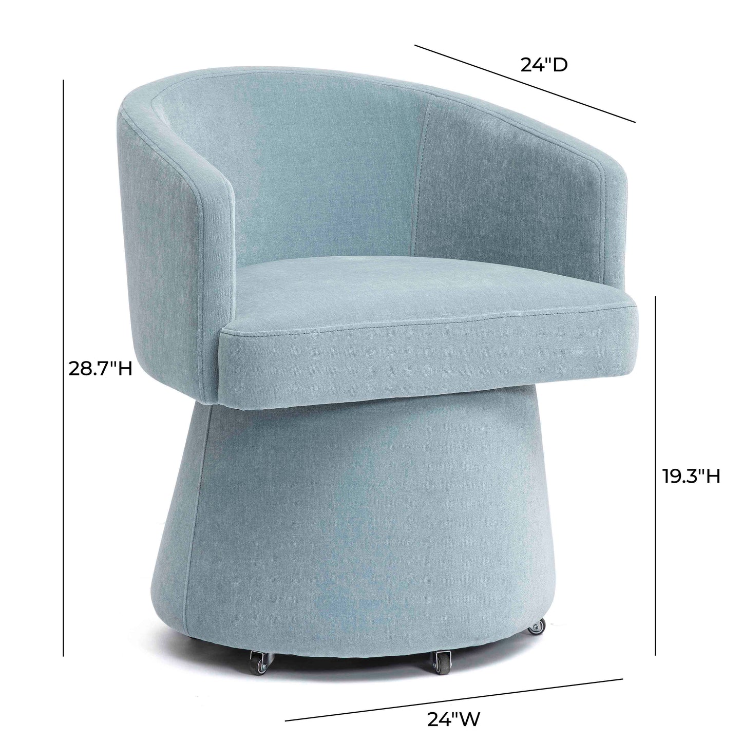 Kristen Rolling Desk Chair - Faded Blue - Image 6