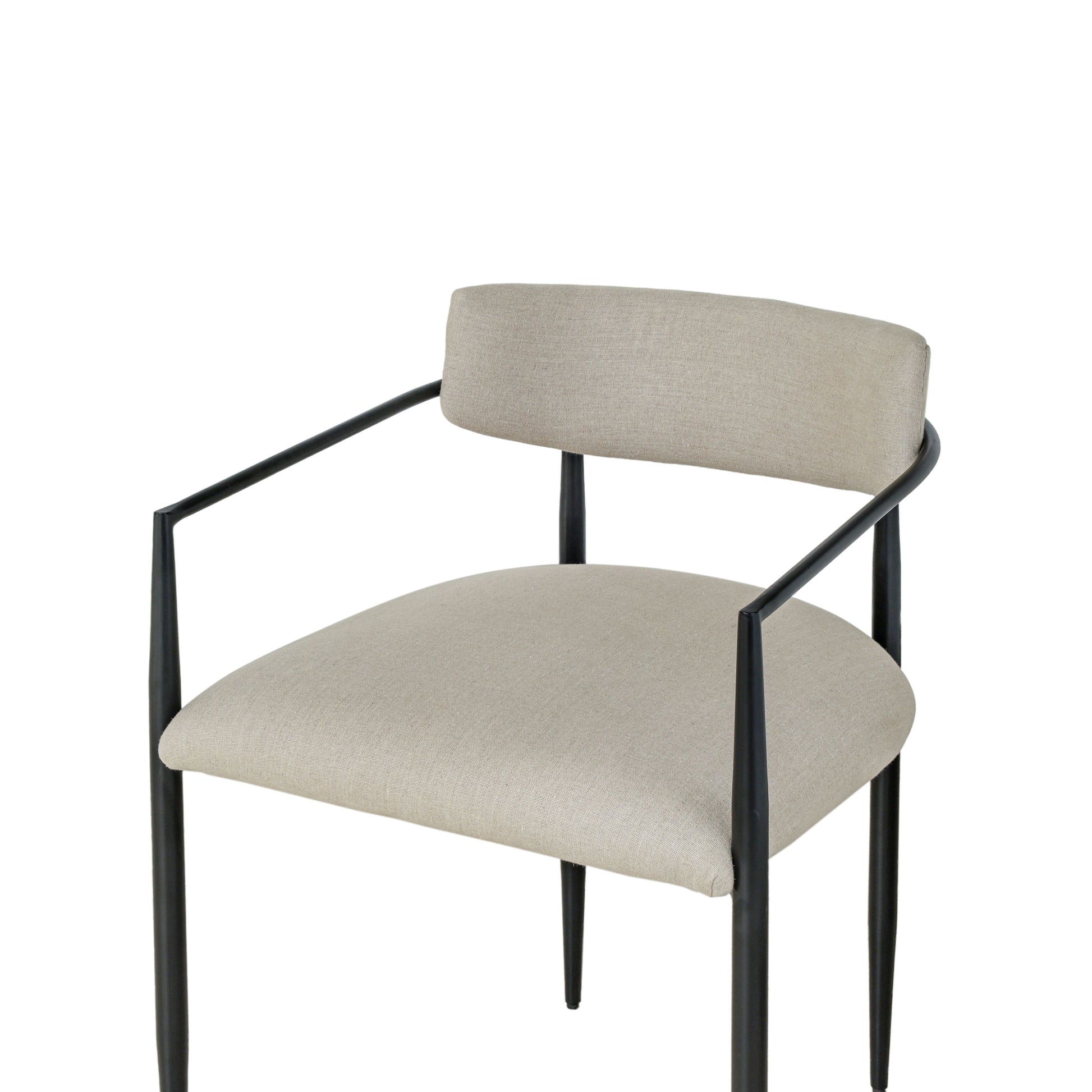 Forte Cream Linen Forged Iron Dining Chair - Image 4