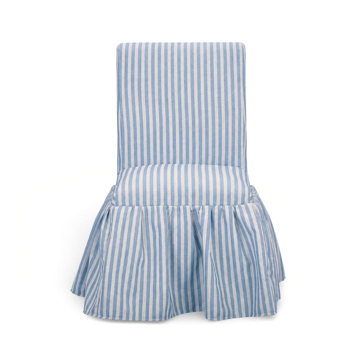 Gertrude Striped Performance Linen Skirted Dining Chair - Blue - Image 2