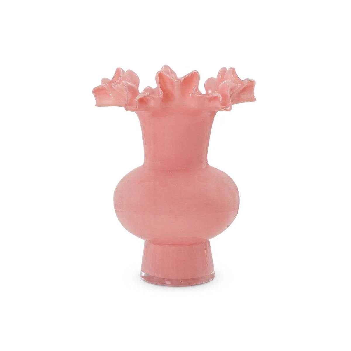 Spackle Ruffled Pink Glass Vase (12"-18") - 12" - Image 2