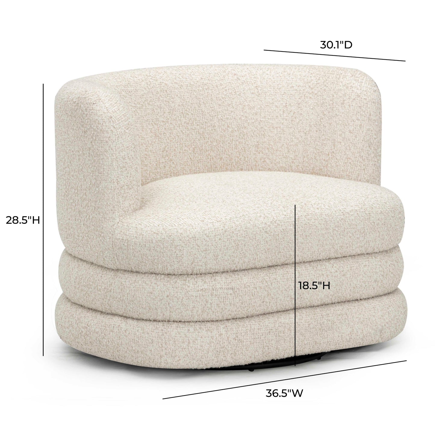 Astor Swivel Hotel Lounge Chair - Cream - Image 7