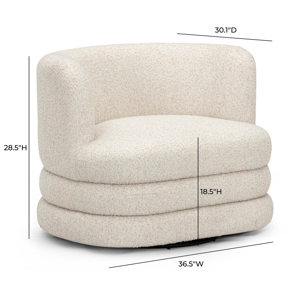 Astor Swivel Hotel Lounge Chair - Cream - Image 7