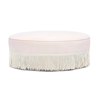 Tassy Tasseled Round Ottoman - Image 1