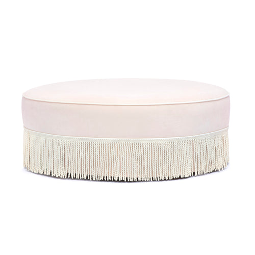 Tassy Tasseled Round Ottoman