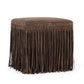 Daphne Square Suede Fringe Ottoman - Chocolate Brown - Image 3