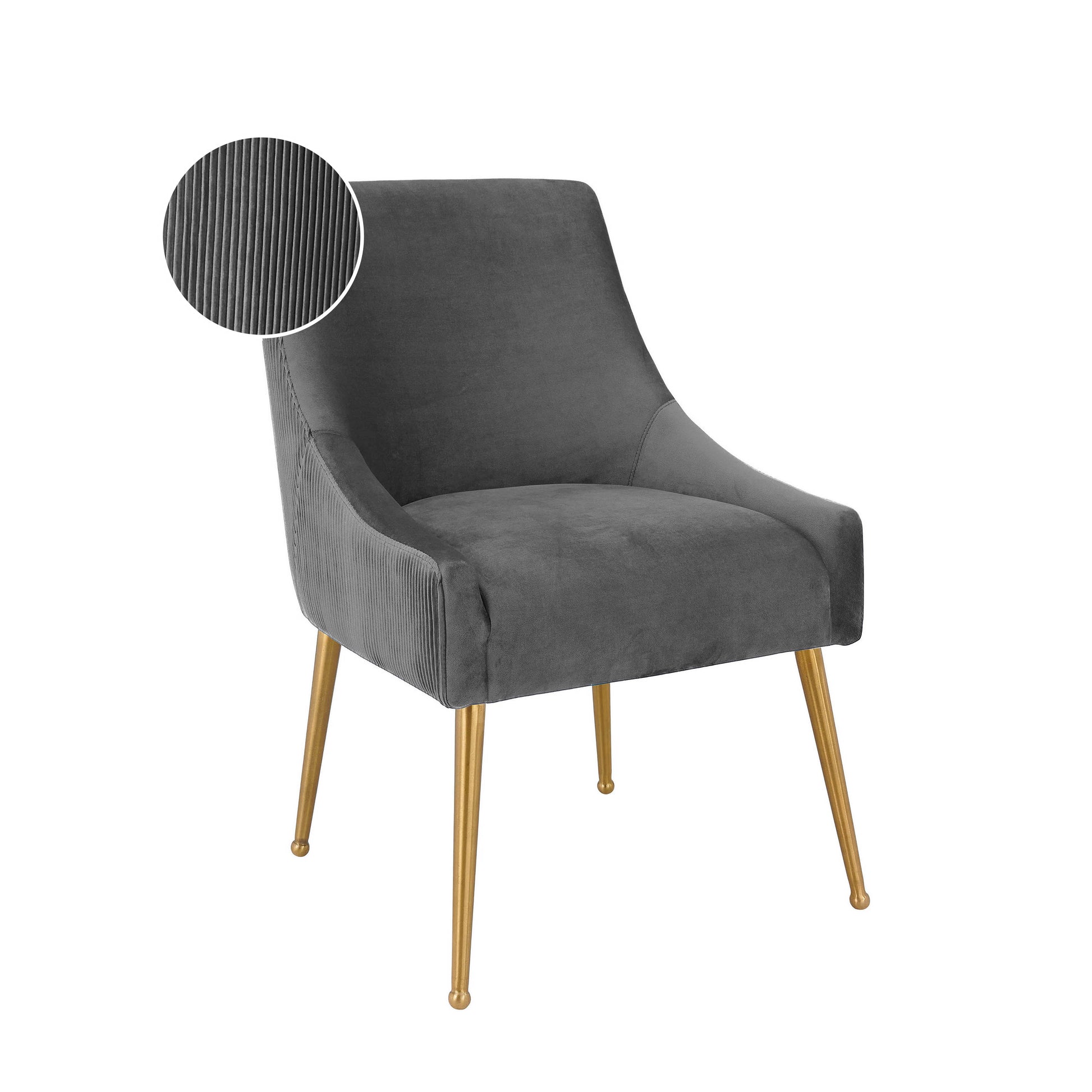 Beatrix Pleated Performance Velvet Dining Chair - Grey - Image 6