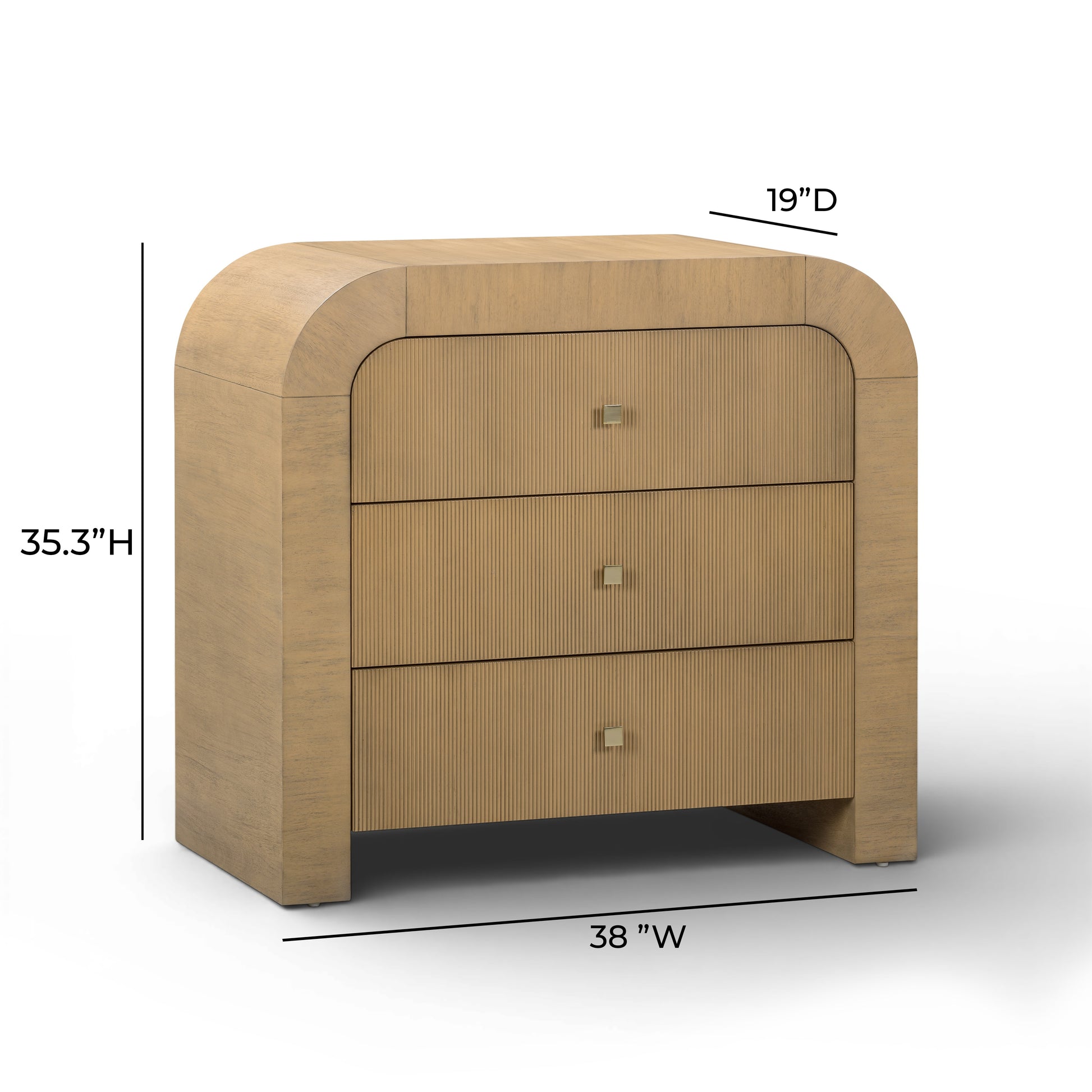 Hump 38" Arched 3-Drawer Bedside Chest - Natural - Image 5