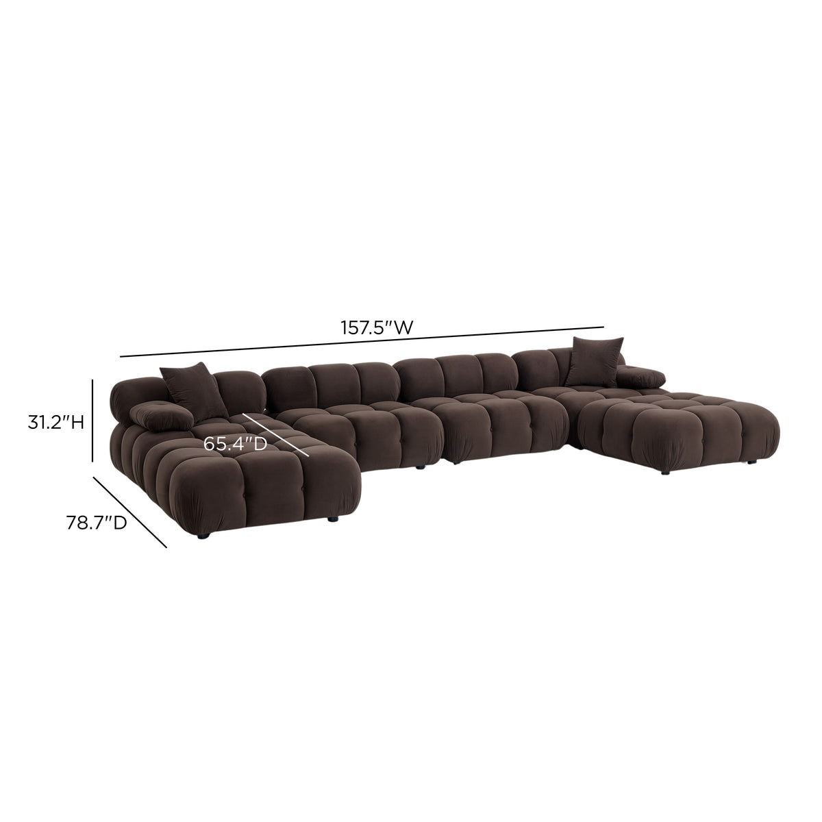 Calliope 6-piece Performance Modular U-Sectional - Dark Brown - Image 4