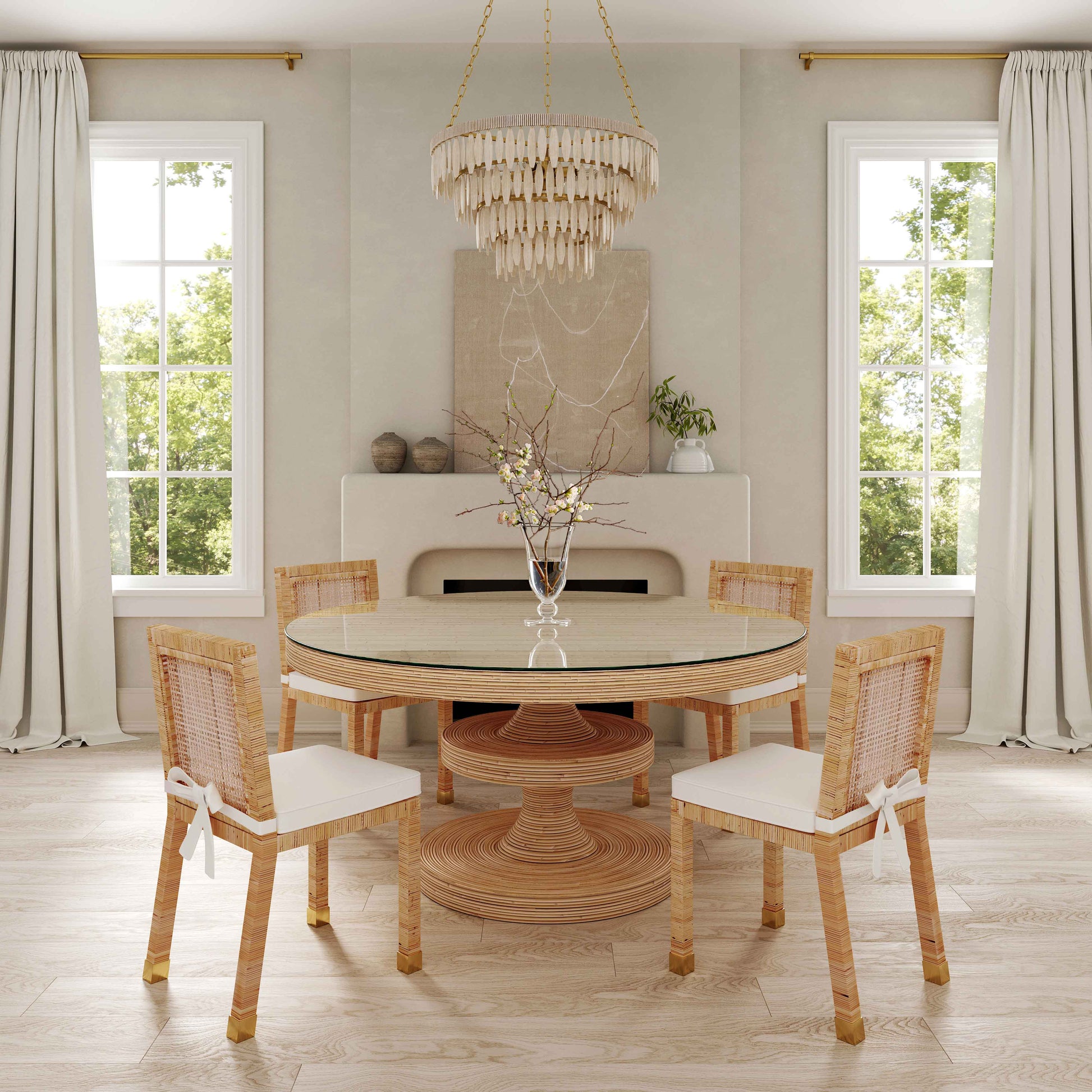 Amara Rattan Dining Chair - Cream - Image 2