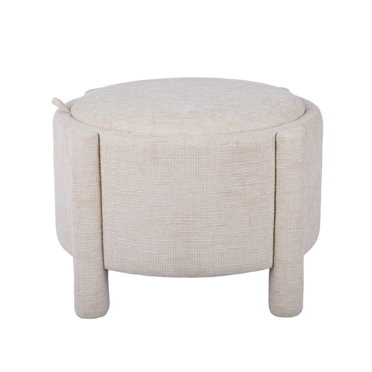 Bellamy Railroad Chenille Storage Stool With Reversible Tray Top - Cream - Image 1