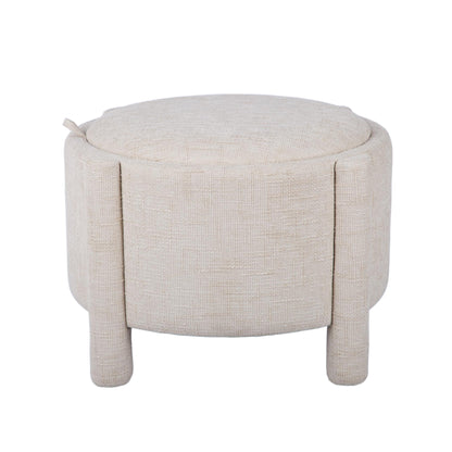 Bellamy Railroad Chenille Storage Stool With Reversible Tray Top - Cream - Image 1