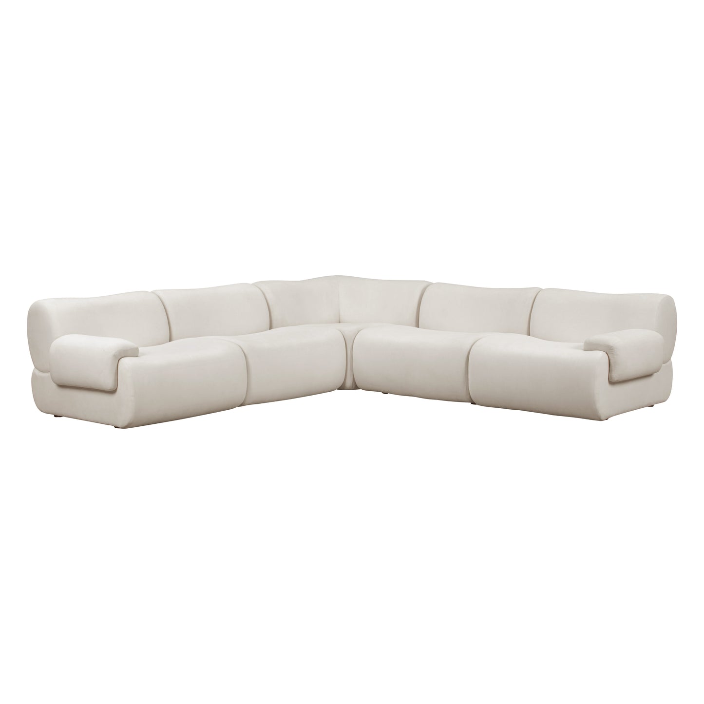 Zenith 5-Piece Contract-Grade Upcycled Fabric Modular L-Sectional - Cream - Image 1