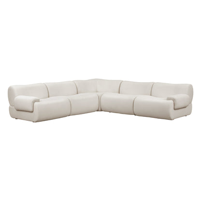 Zenith 5-Piece Contract-Grade Upcycled Fabric Modular L-Sectional - Cream - Image 1