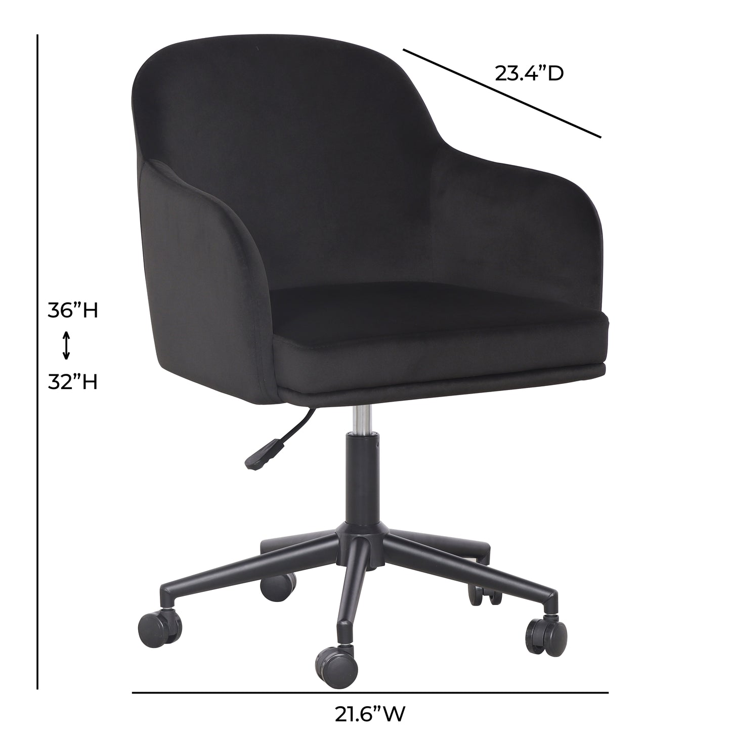 Sydney Performance Velvet Office Desk Chair - Black - Image 7