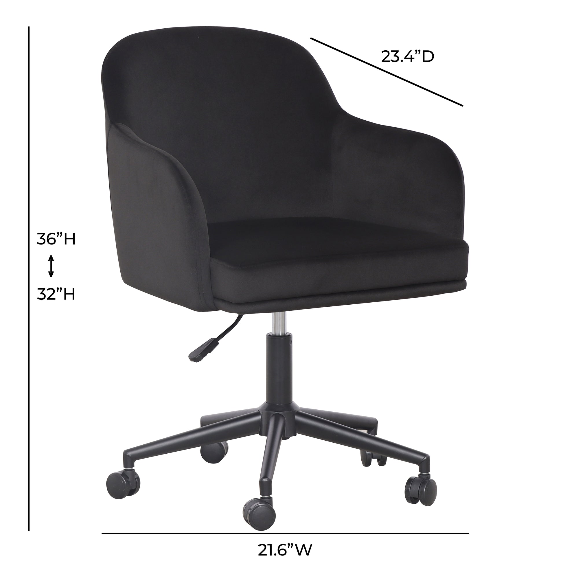 Sydney Performance Velvet Office Desk Chair - Black - Image 7