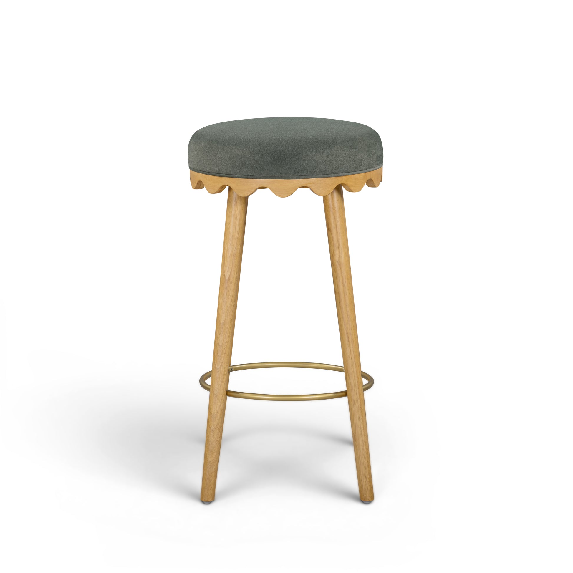 Oodle Green Performance Vegan Mohair Natural Bar Stool - Image 2