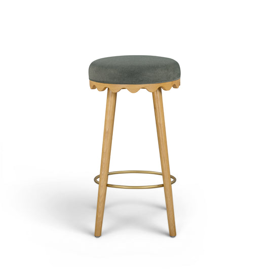 Oodle Green Performance Vegan Mohair Natural Bar Stool - Image 2