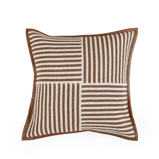Kora 20" Brown Cotton Jute Throw Pillow Cover - Image 1
