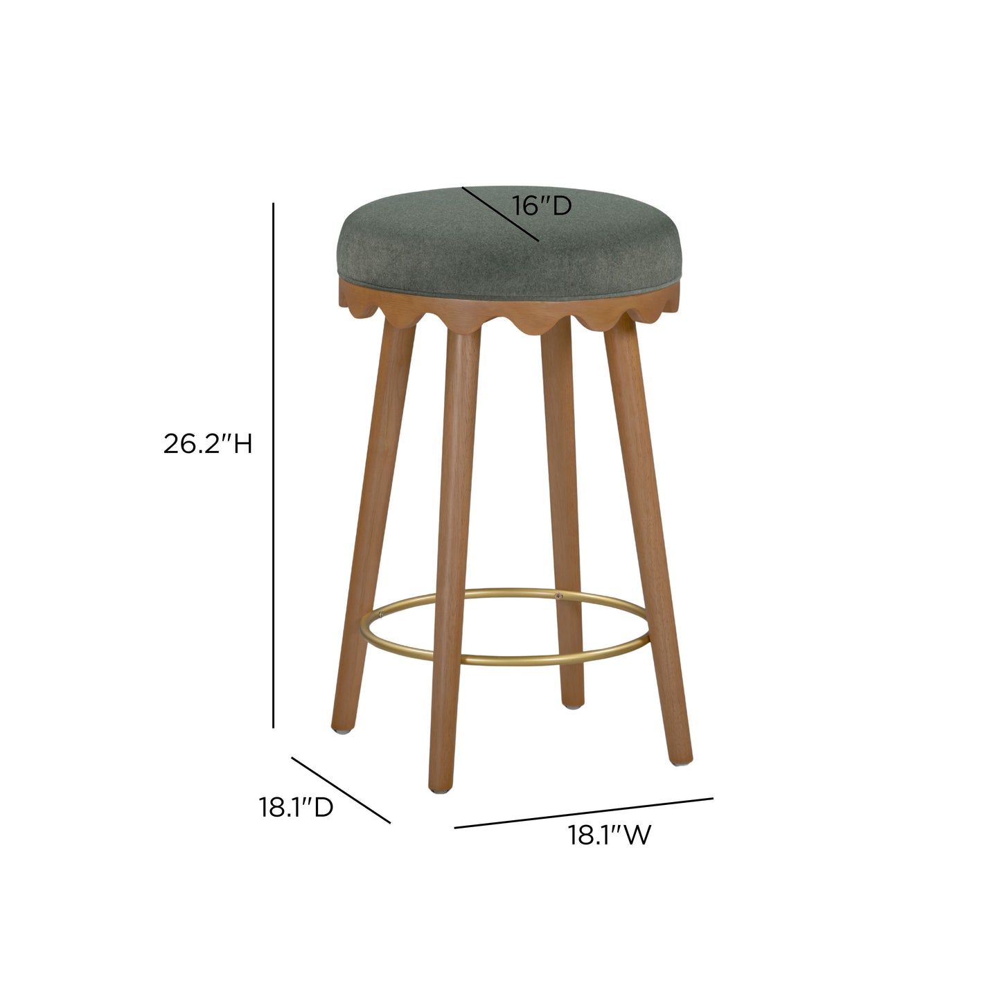 Oodle Green Performance Vegan Mohair Light Walnut Counter Stool - Image 6