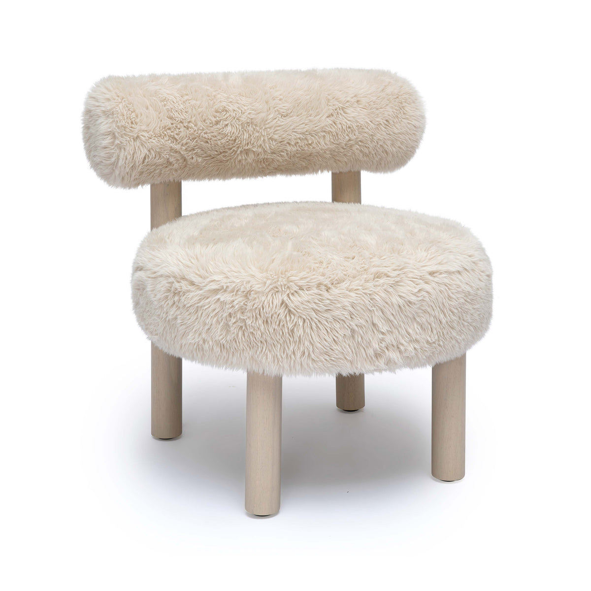 Carmel Contract-Grade Vegan Shearling Accent Chair - Natural - Image 1