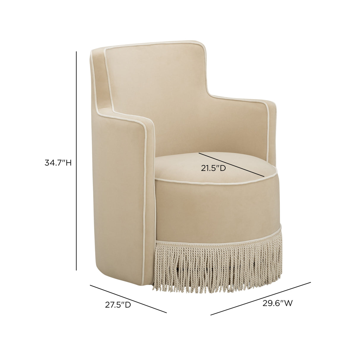 Passe Tasseled Velvet Swivel Accent Chair - Tan - Image 8
