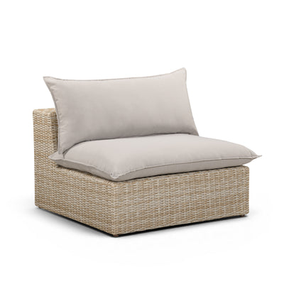 Cali Performance Fabric & Wicker Outdoor Armless Chair - Image 1