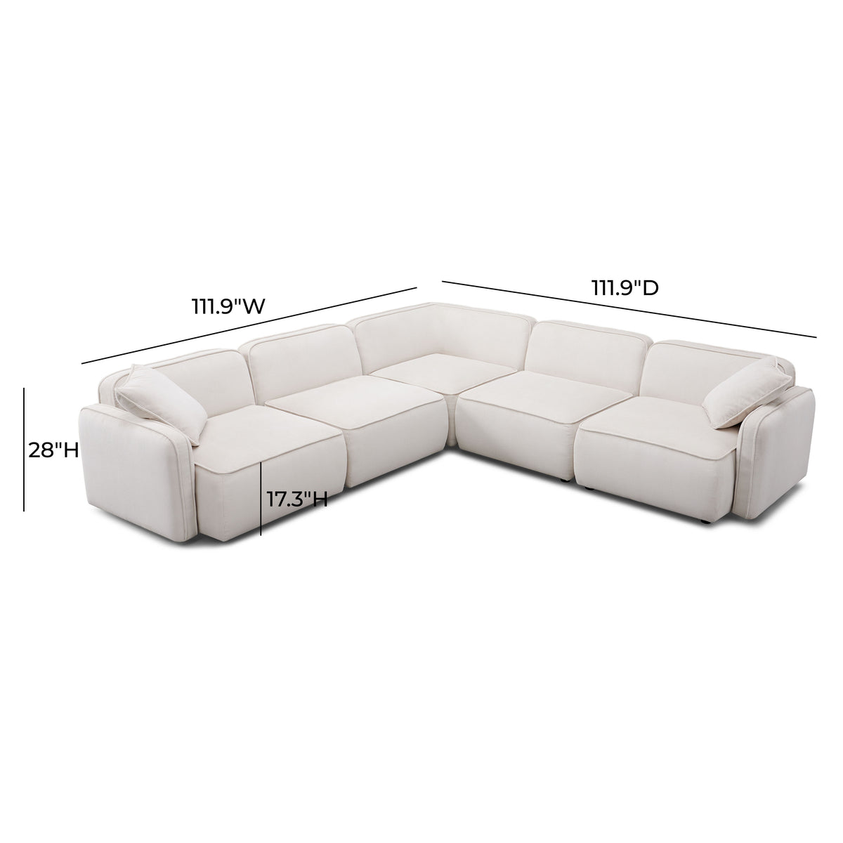 Travie 5-Piece Modular L-Sectional - White Sand - Image 7