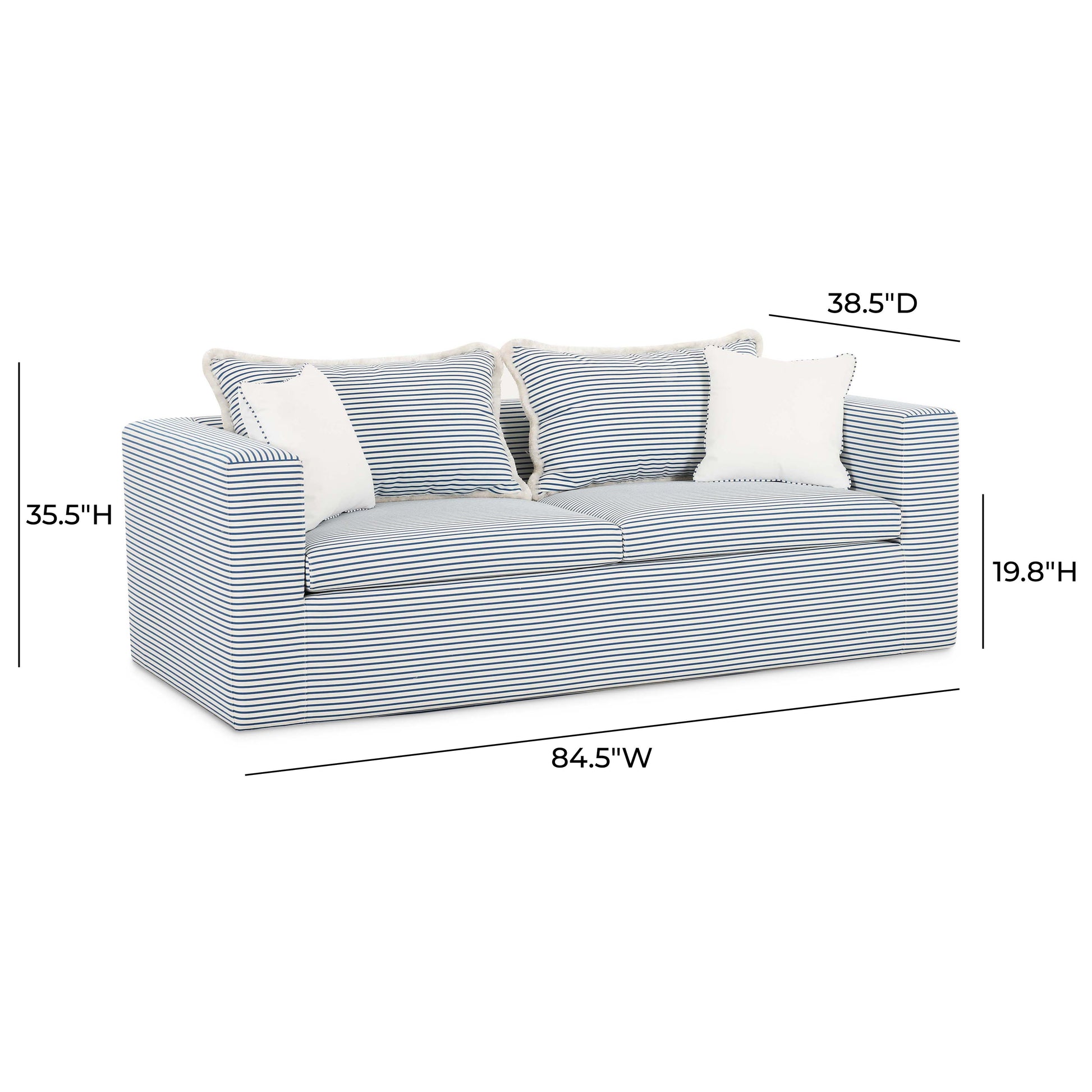 Salty 85" Indoor/Outdoor Sofa - Blue Stripes - Image 6