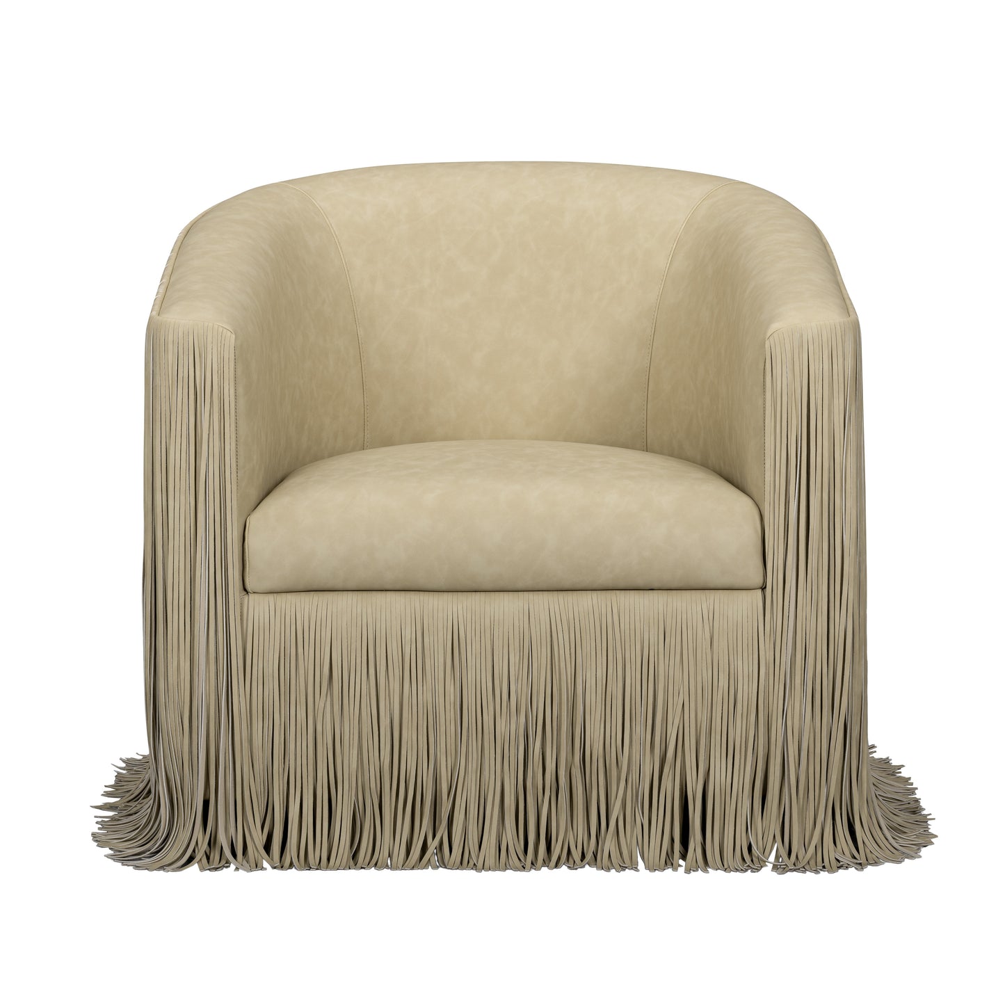 Shag Me Performance Vegan Leather Swivel Accent Chair - Tan - Image 3