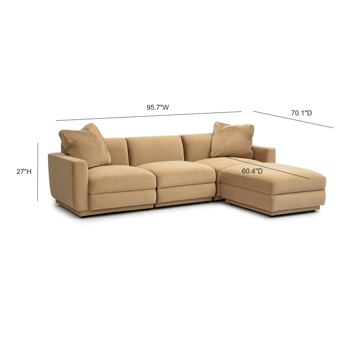 Perry 4-Piece Modular Sectional - Tan - Image 6