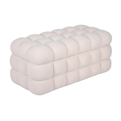 Anita 39" Faux Shearling Storage Bench With Reversible Tray Top - Cream - Image 1
