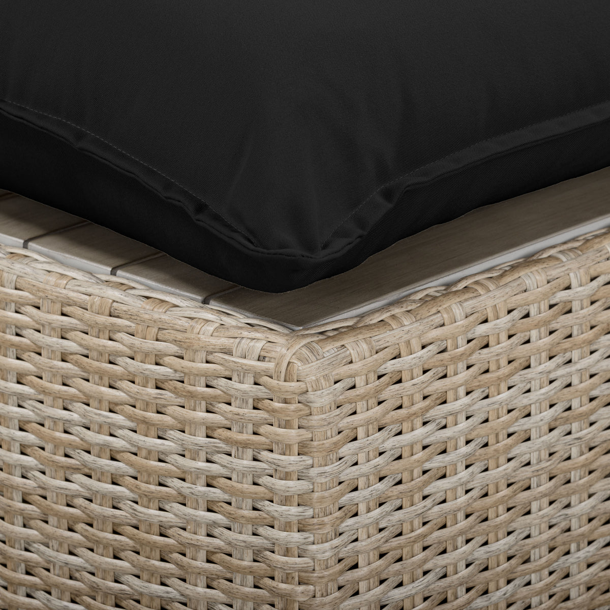 Cali Performance Fabric & Wicker Outdoor Ottoman - Black / Natural - Image 3
