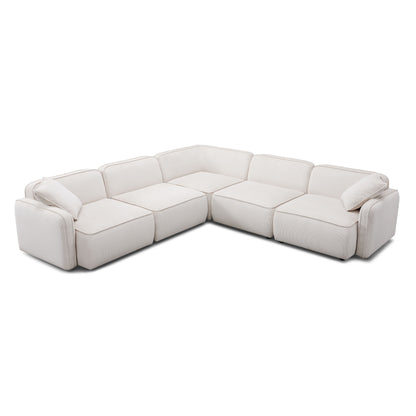 Travie 5-Piece Modular L-Sectional - White Sand - Image 1
