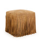 Daphne Square Suede Fringe Ottoman - Saddle Brown - Image 2