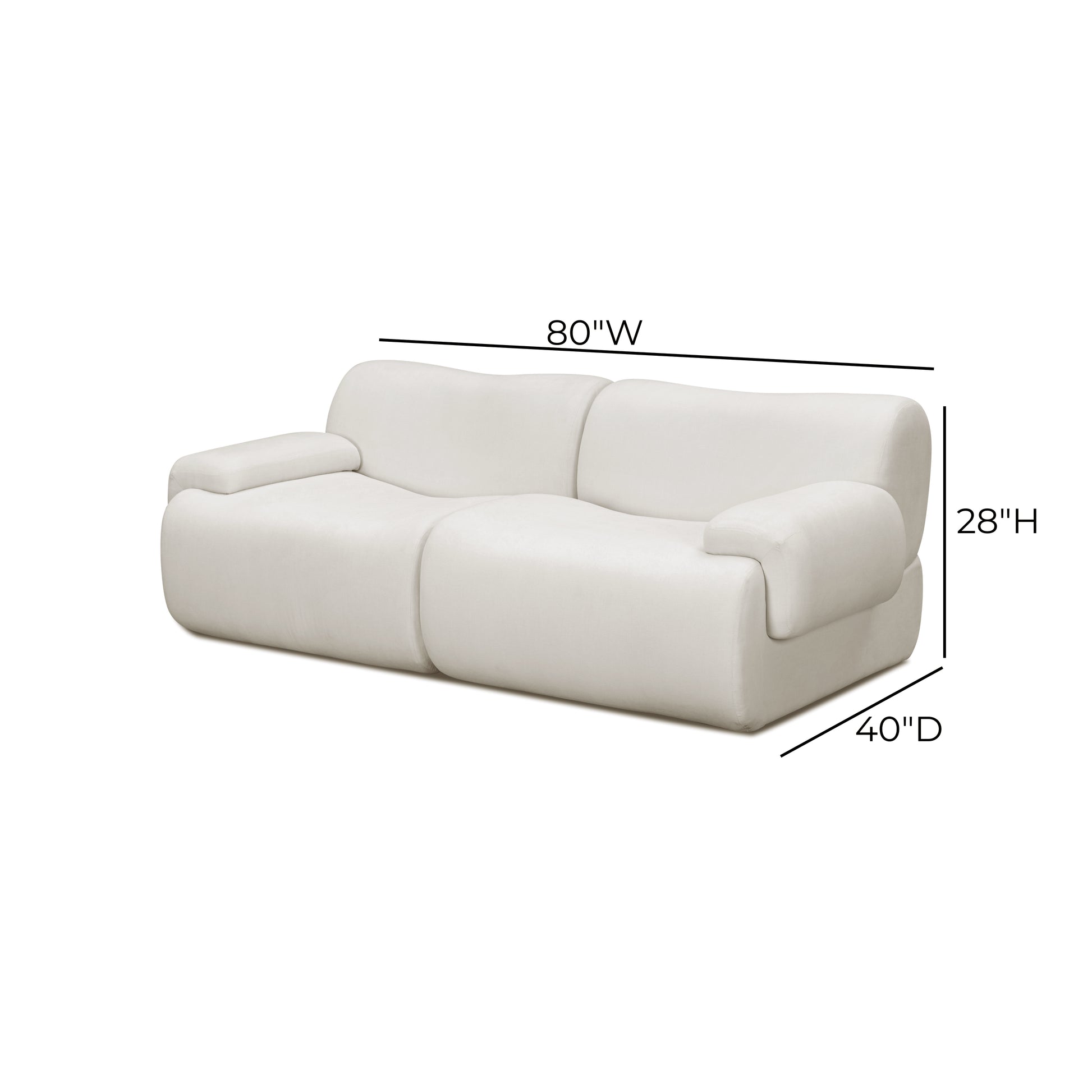 Zenith 80" Contract-Grade Upcycled Fabric Modular Loveseat - Cream - Image 10