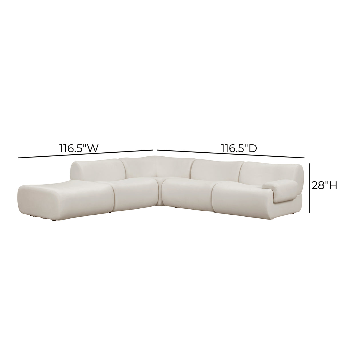 Zenith 5-Piece Modular Sectional - Cream / LAF - Image 9