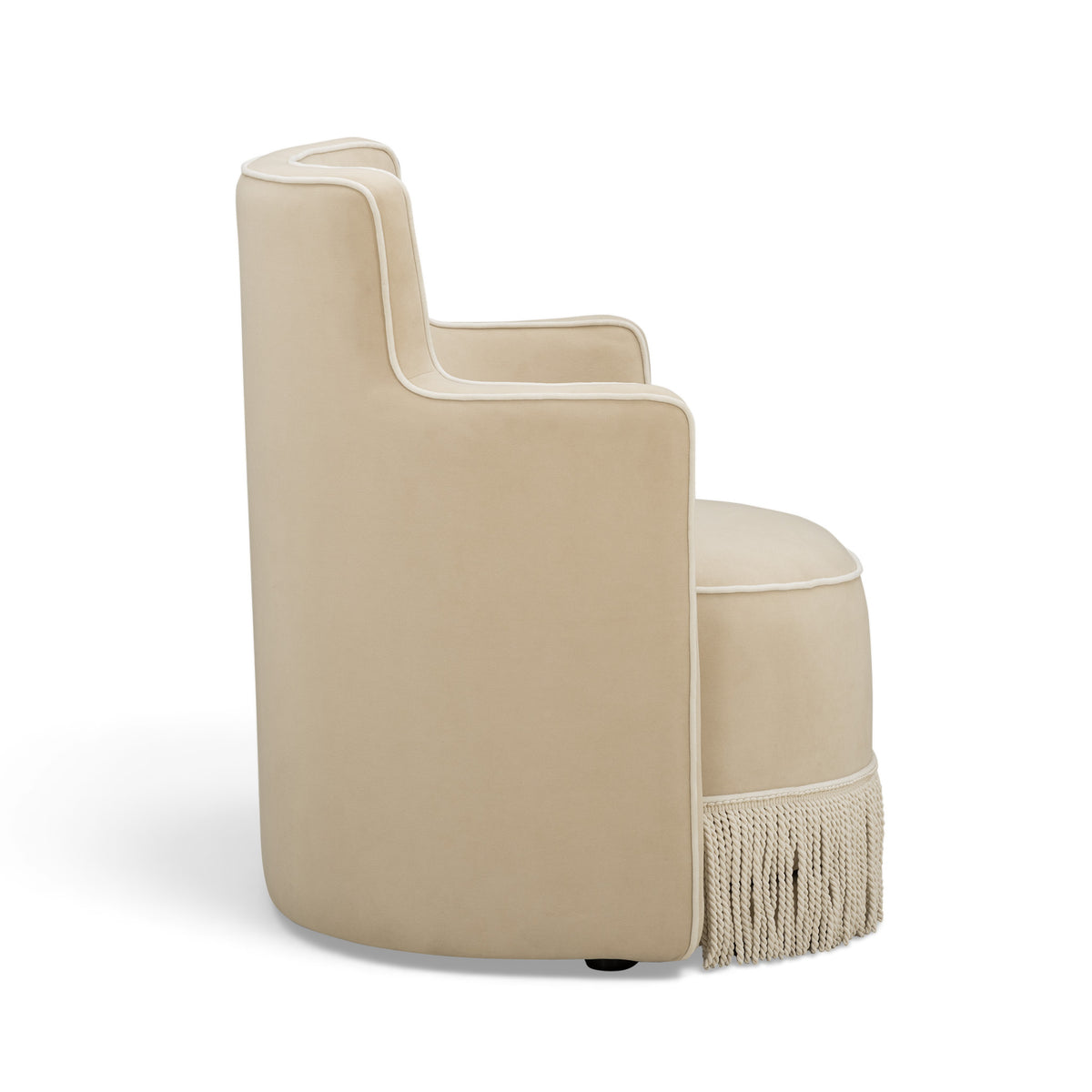 Passe Tasseled Velvet Swivel Accent Chair - Tan - Image 4
