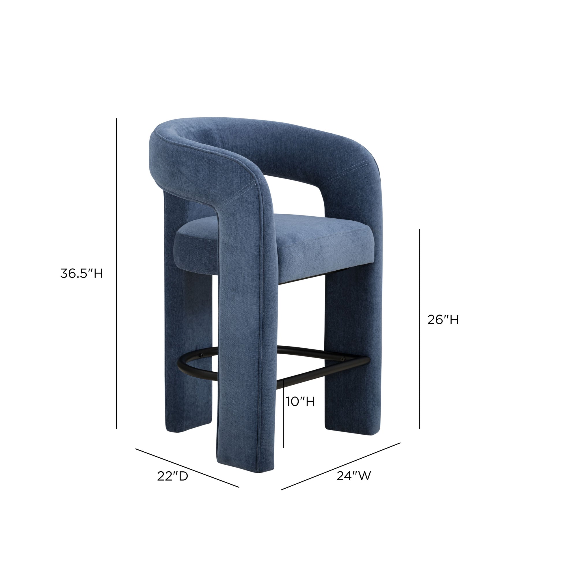 Malone Denim Blue Performance Fabric Counter Stool - Image 6