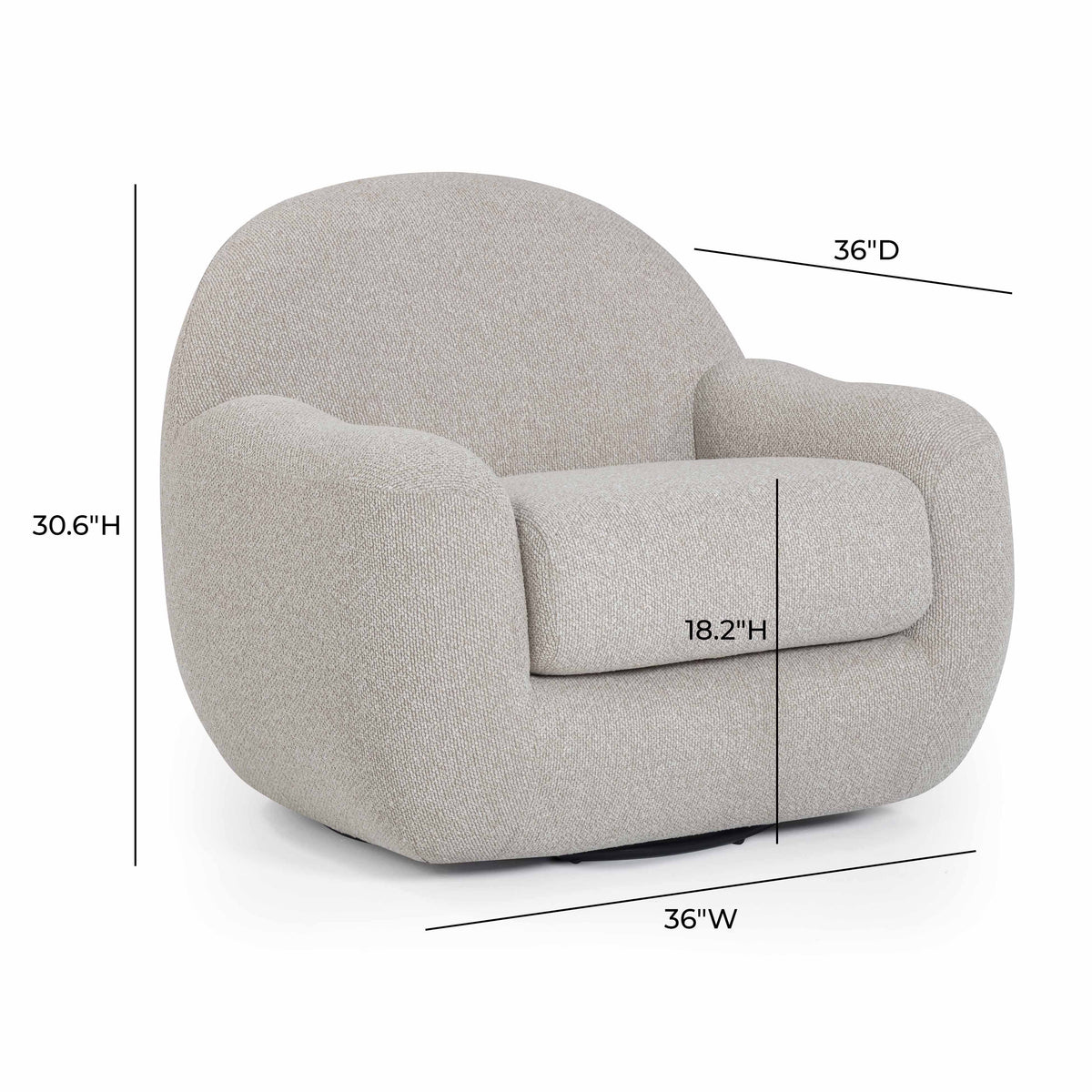 Tiago Swivel Accent Chair - Warm Grey - Image 7