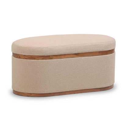 Olivier 41" Oval Storage Ottoman - Ivory - Image 1
